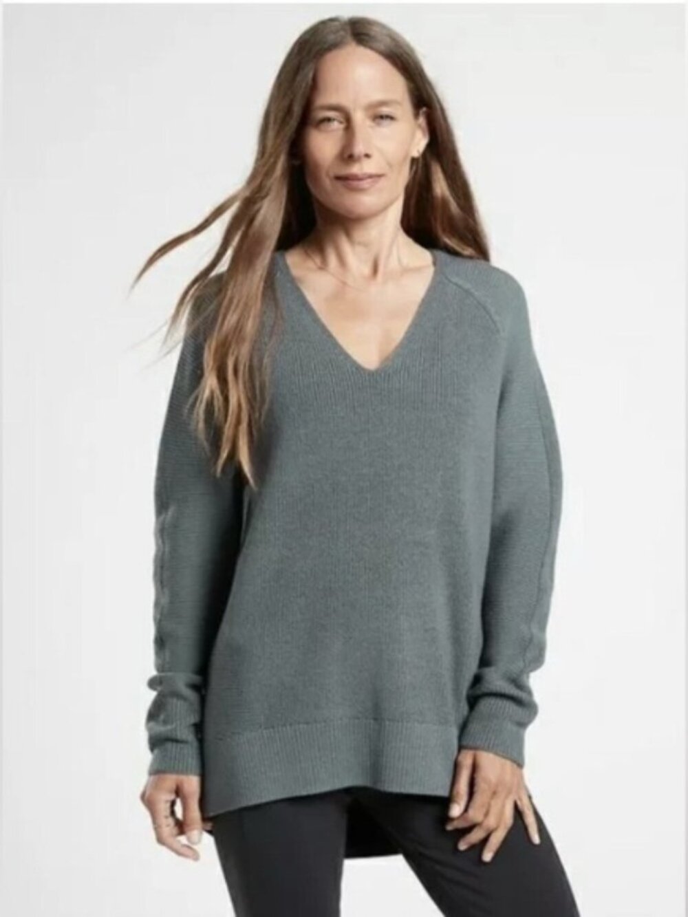 Athleta Knit Sweater Medium M Good Used Condition Grey Pullover